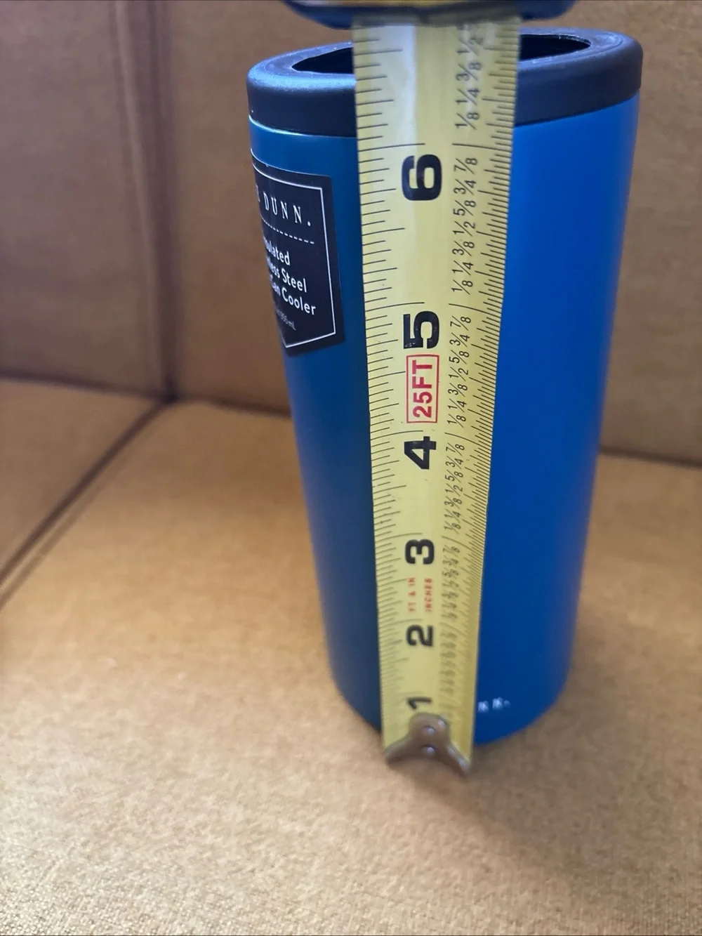 RAE DUNN “ADVENTURE IS OUT THERE” Slim-Can Cooler Stainless Steel 12oz BLUE -NEW